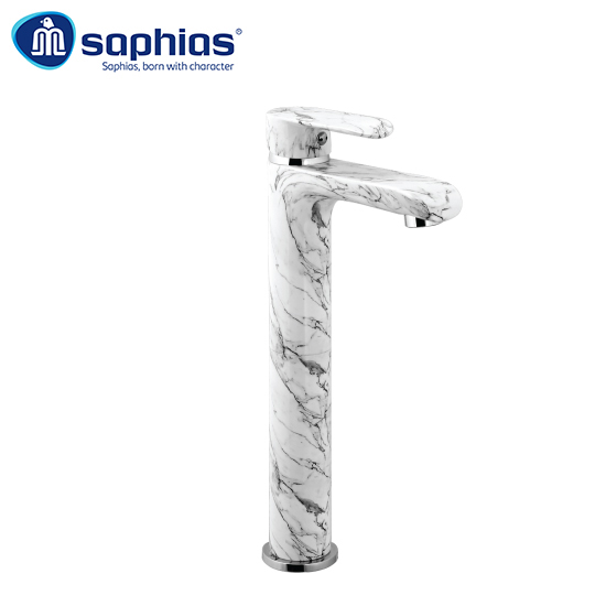 Vòi lavabo nóng lạnh vân đá trắng đen Saphias SP-150CV3